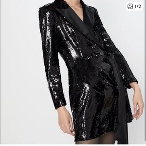 ZARA sequin blazer dress NWT